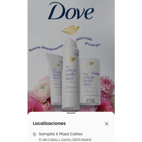 Desodorante Dove gratis en Madrid