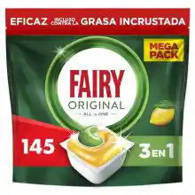 Detergente Fairy Original Todo En Uno - 145 cápsulas limpiadoras