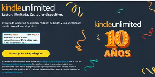 Disfruta de Kindle Unlimited gratis durante 2 meses