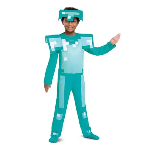 Disguise Disfraz Minecraft Armadura de Diamante con Accesorio Casco de Diamante, Cosplay Minecraft, Talla M de 3 a 4 Años