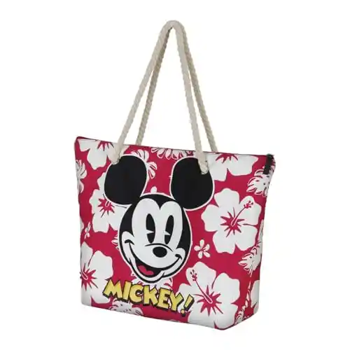 Disney Mickey Minnie Mouse-Bolsa de Playa Soleil, 52 x 37 cm, Rojo Hawaii