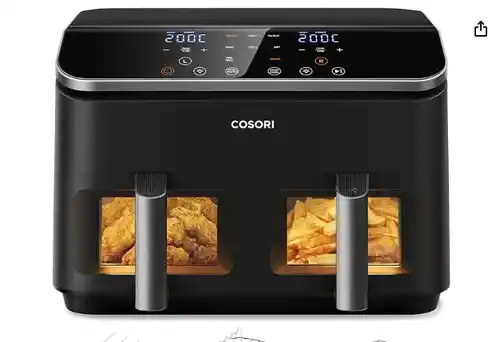 Doble Coosori Freidora de Aire con Doble Cesta 8,5L