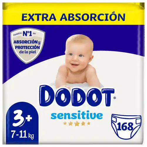 168 Unidades Dodot Sensitive Extra Pañales para Bebé, Tallas 3,4,5,6. Pack Ahorro