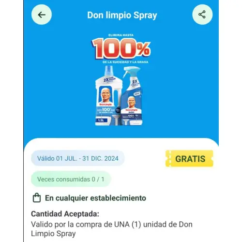 Don Limpio Spray GRATIS con La Cuponera (Reembolsos)