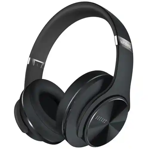 DOQAUS Auriculares Inalámbricos Bluetooth,3 Modos EQ/90 Horas de Reproducción/Bluetooth 5.3 Cascos Bluetooth, Auriculares Inalámbricos con Micrófono y 40mm Controlador,para Móviles/TV/PC/Hogar-Negro