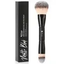 DUcare Brochas de maquillaje Duo End Foundation Contour Powder y Buffer Brush Bronzer Double Makeup Brush Set 2 piezas, negro (Negro-C)