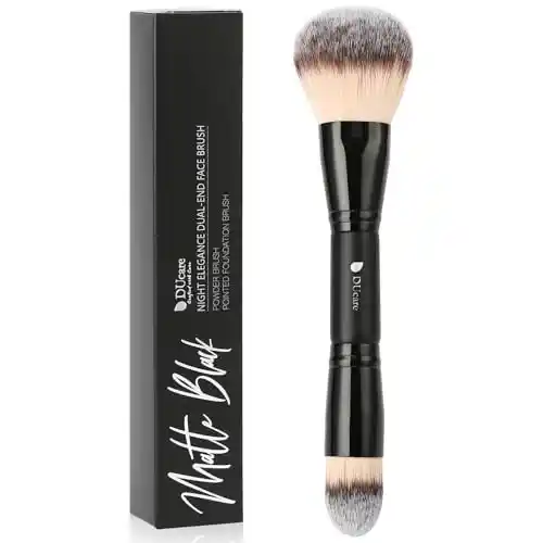 DUcare Brochas de maquillaje Duo End Foundation Contour Powder y Buffer Brush Bronzer Double Makeup Brush Set 2 piezas, negro (Negro-C)