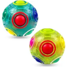 EACHHAHA 2 Pack Magic Rainbow Ball, Bola Magica 3D Puzzle Ball para Niños y Adultos (Azul + Verde)