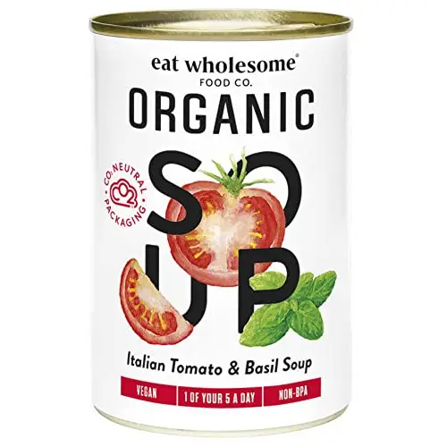 Sopa ecológica de tomate y albahaca, 400 g (pack de 12)