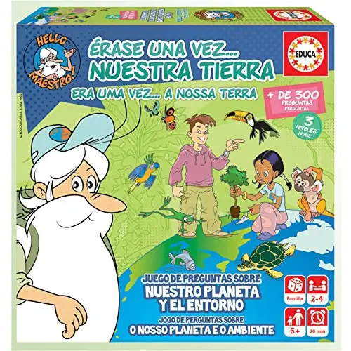 Educa - Érase una Vez Nuestra Tierra, Juego de Mesa Familiar Educativo con más de 300 Preguntas y respuestas