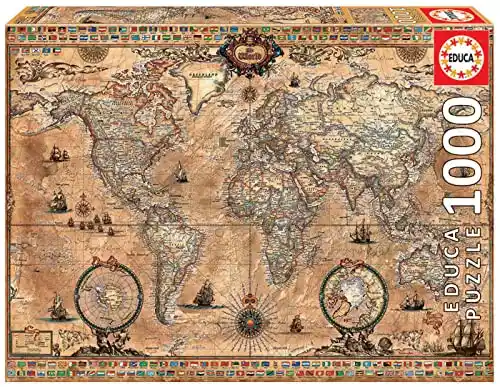 Educa - Puzzle de 1000 Piezas para Adultos | Mapamundi. Incluye Pegamento Fix Puzzle. A Partir de 14 años(15159)