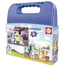 Educa - Set de 2 Puzzles Infantiles Bluey con 20 Piezas presentados en una magnífica Maleta de plástico. Medidas: 28 x 20 cm. Recomendados a Partir de 4 años (19966)