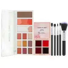 Girl Set Cosmético Compacto con Paleta de Sombras Maquillaje Highlighter Blusher Contour Shades Pintauñas Gel Sólido Sets de Brochas,