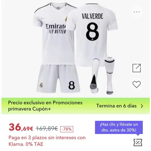Equipación Real Madrid al -78%