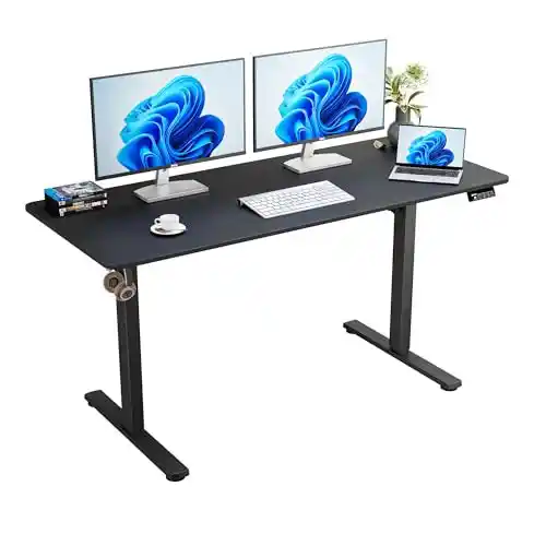 Escritorio Elevable Eléctrico 140x60 cm, Mesa Elevable con Tablero de Empalme.