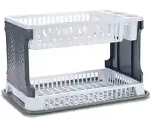 Escurreplatos de Plastico -Escurridor de Platos 2 Alturas con Bandeja - Textura Ratan - Gran Capacidad y Resistencia 40 x 26 x 26 cm