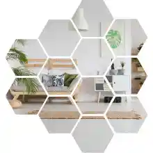 Espejos hexagonales autoadhesivos para decoración de pared. 12 piezas.