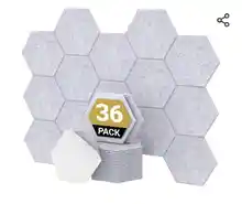 Espuma Acústica Pack 36 Paneles, Paneles Acústicos Hexagonales con Respaldo Adhesivo, Insonorizacion Acustica Pared y Decoración para Estudio, Gaming, Podcasting, Grabación, 30 * 26 * 0.9cm, Gris