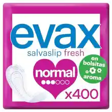 Evax Salvaslip Normal, 400 Unidades, Con aroma, Siéntete Fresca y Limpia Durante Todo el Día - Formato Ahorro en Bolsitas