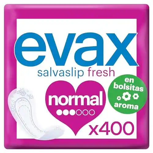 Evax Salvaslip Normal, 400 Unidades, Con aroma, Siéntete Fresca y Limpia Durante Todo el Día - Formato Ahorro en Bolsitas