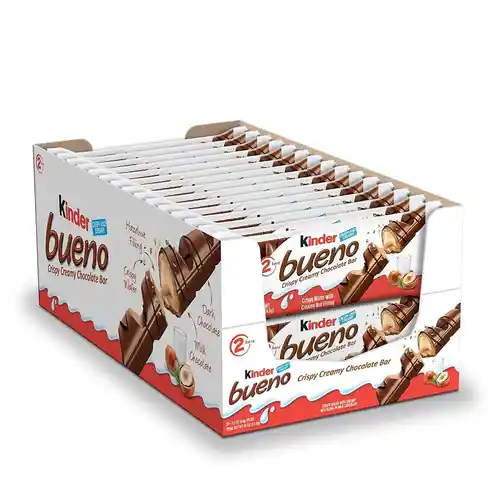 Expositor Kinder Bueno Chocolate con leche y crema de avellanas o choco blanco 30x43g