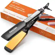 Faszin Plancha de Pelo con Placa de 42 mm de Ancho, Plancha de Titanio con Iones Negativos, Pantalla LED, Calentamiento Rápido de 30 s, Temperatura Ajustable de 11 Niveles (130-230 ℃) - Negro