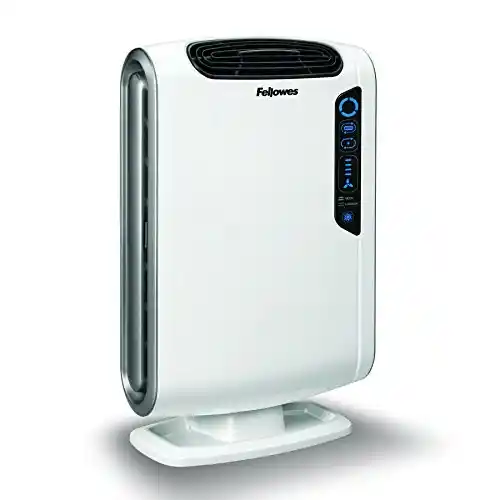 Fellowes Purificador de Aire AeraMax DX55, Sistema de Purificación en 4 Etapas con Filtro HEPA y Carbono, Tecnología AeraSafe y Auto Smart, Ideal para Estancias de hasta 90m²