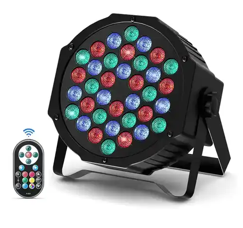 Foco LED Par 36 RGBW luz discoteca DMX512 con control remoto a través de Sonido Auto Maestro-esclavo luces para fiestas para Navidad DJ Bar Banda Cumpleaños Halloween Espectáculo de luz