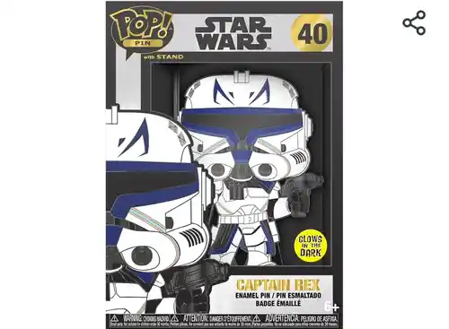 Funko Large Enamel Pin STAR WARS: CLONE WARS - Captain Rex - CAPTAIN REX Pins de Esmalte- Broche Coleccionable - para Mochilas Y Bolsos - Idea de Regalo- Mercancia Oficial - Movies Fans
