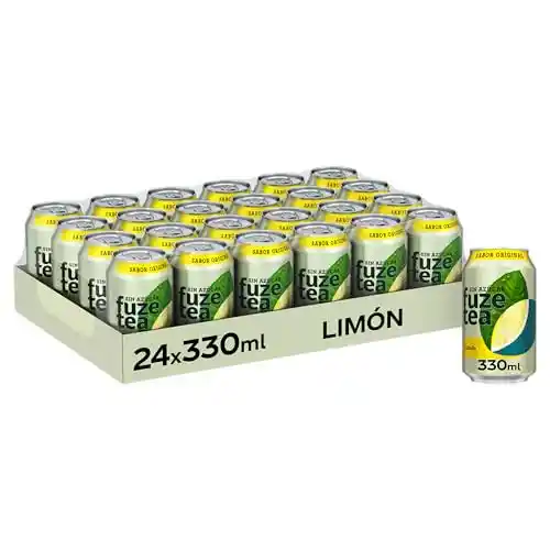 Fuze Tea Original, Sabor Limón Zero Azúcar, Pack 24 latas de 330 ml