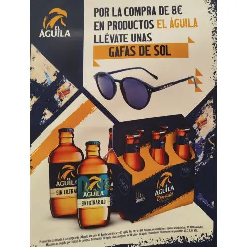Gafas de sol gratis por compras de Cerveza El Aguila (visto en Carrefour)