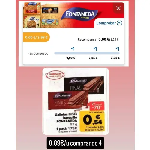 galletas fontaneda chocolate por 0,89€ (cuentas seleccionadas Carrefour)