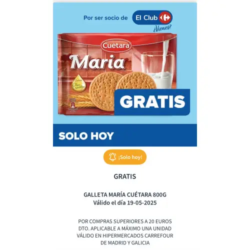 Galletas María gratis (por compras de 20€)