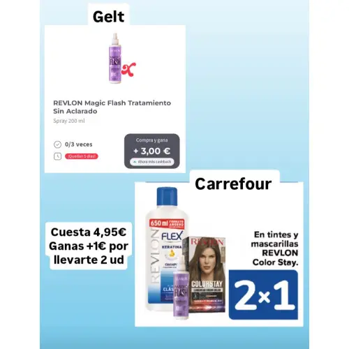 Gana 1€ comprando 2 Revlon Magic Flash en Carrefour con promo Gelt