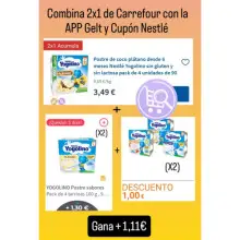 GANA+1,11€ por llevarte 2 pack de YOGOLINO Coco/Platano en Carrefour (Combinación)