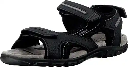 Geox Uomo Sandal Strada D, Sandalias para Hombre, Multicolor (Black/Stone), 42 EU