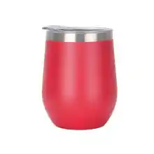 Gteller Vaso de vino de acero inoxidable de 12 onzas sin tallo con tapa, taza de viaje aislada de doble pared, perfecta para vino, café, bebidas, champán, cócteles (rojo)