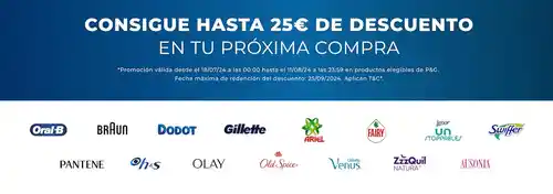 Hasta 25€ de descuento En amazon Comprando Productos P&G