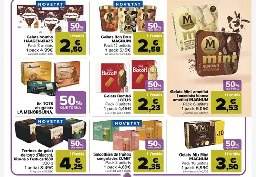 Helados al 70% de descuento en Carrefour (16 y 17 de agosto)