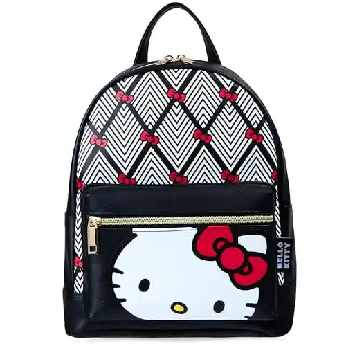 Hello Kitty Mochila Mujeres, Mini BackPack para Viajar - Regalos para Mujeres, Adolescentes Chicas (Negro)