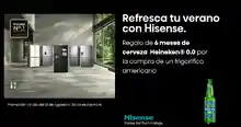 Hisense regala 6 meses de cerveza Heineken 0,0(Regalo por compra)