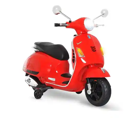 HOMCOM Moto Eléctrica Infantil Coche Triciclo Vespa Scooter Eléctrico a Batería con Luz MP3 USB Bocina para Niños Más de 3 Años Carga 30kg