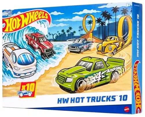 Hot Wheels Pack 10 Camiones, Set de Coches de Juguete Que Incluye camionetas y Furgonetas, Juguete +3 años (HYM97)