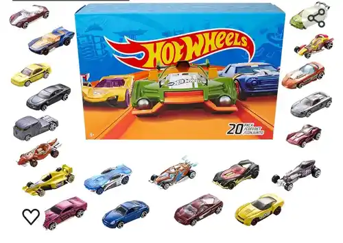 Hot Wheels - Pack De 20 coches de juguetes , modelos surtidos , escala 1:65 con detalles realistas (Mattel DXY59)