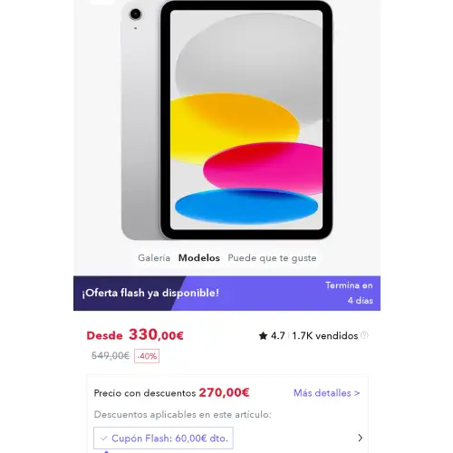 Ipad 2022 10ª Generación por 270€