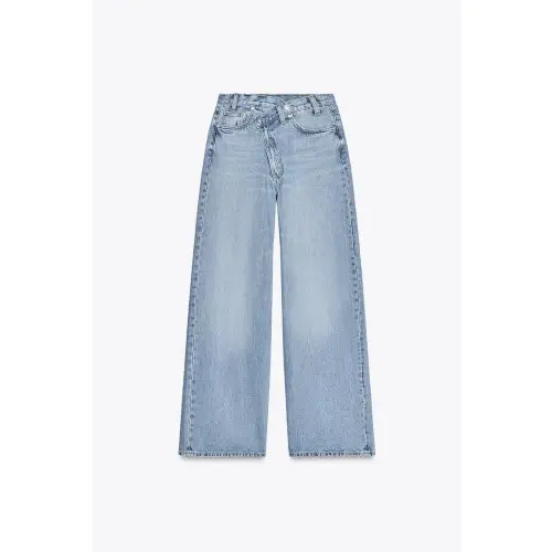 JEANS TRF WIDE LEG CINTURA CRUZADA TIRO ALTO