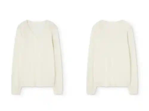 Jersey de mujer con escote en V y detalle cornelí en mangas y hombro