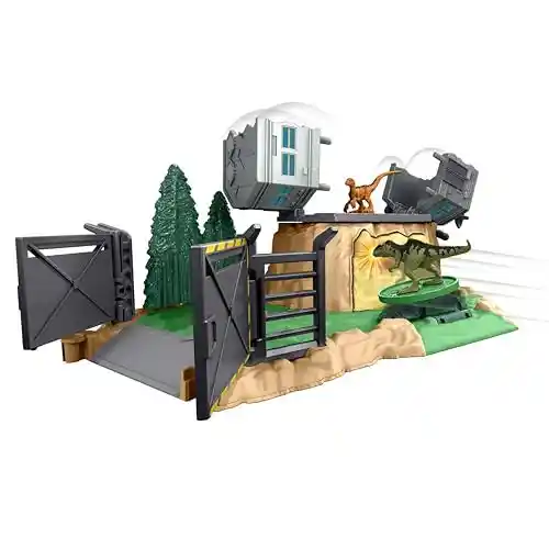 Jurassic World Minis Set de juego Ataque del dinosaurio gigante Dinosaurio con accesorios de juguete, regalo para niños +4 años
