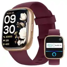 Reloj Inteligente Mujer Hombre con Alexa, IP68 Smartwatch Deportivo Recibir Whatsapp y Llamadas, Podómetro Monitor Estrés, Sueño y Ritmo Cardíaco Drenaje de Agua Reloj Mujer Android iOS