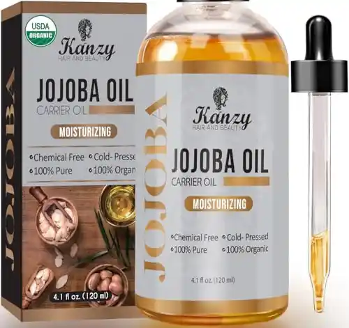 Kanzy Aceite de Jojoba Bio 100% Puro 120ml Orgánico Prensado en Frio Vegano Natural Hidratante para Cabello.